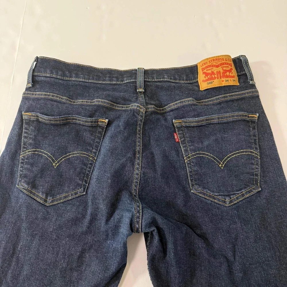 Levis 569 Loose Straight Leg Jeans Mens W34 L34 Dark Indigo Blue Denim 3757